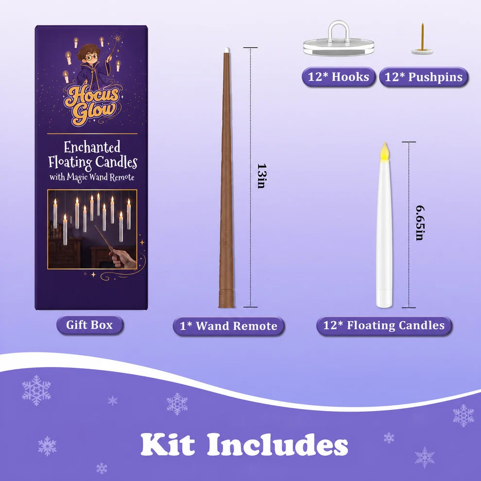 Enchanted Candle Kit —
12 LED Hanging Candles +
Wand Remote