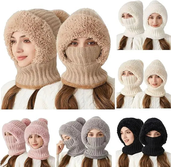 3-in-1 Winter Knitted Hood Scarf Hat
