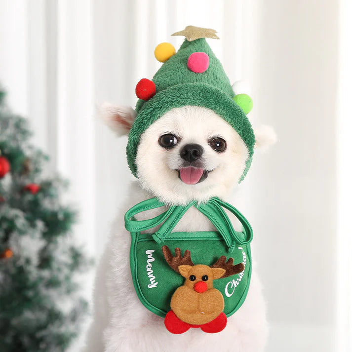 Holiday Pet Outfit (Hat
+ Scarf)