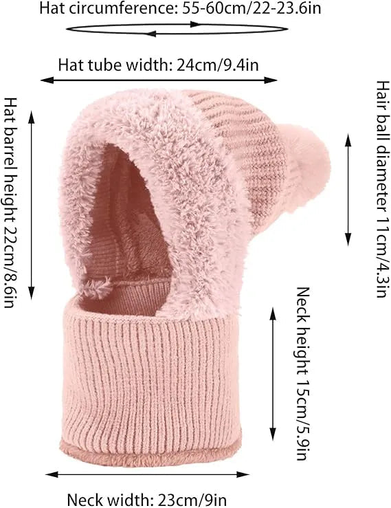 3-in-1 Winter Knitted Hood Scarf Hat