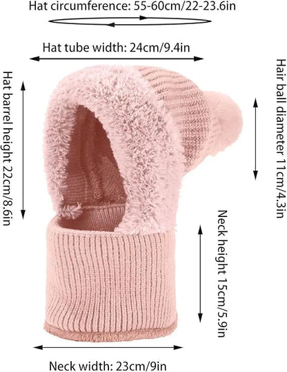 3-in-1 Winter Knitted Hood Scarf Hat