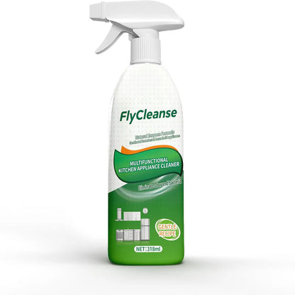 FlyCleanse multifunctional kitchen appliance cleaner bottle on a white background