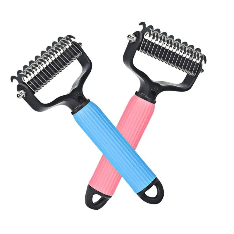 Keep your furry friend clean, happy, and tangle-free with this easy-to-use grooming comb. Designed to remove loose hair, knots, and dirt while gently massaging your pet’s skin. Perfect for dogs and cats of all coat types. Helps reduce shedding and keeps fur smooth, soft, and healthy. Comfortable grip handle for effortless grooming sessions.